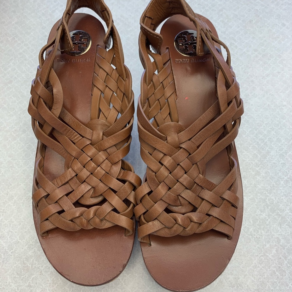 Tory Burch Brown Woven Wedges